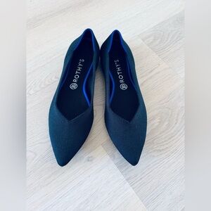 Rothy's Black Flats with Blue Trim
